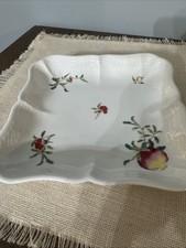 Richard Ginori Piatto da portata quadrato fiori dipinti a mano, bordo cesto, Italia 8"