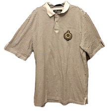 Eight 732 Embroidered Men’s Gray And White Striped Polo Shirt.SZ 3XL .Pre Owned.