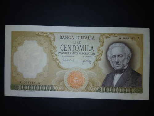 100000 lire manzoni 1967 - lire, 03.07.1967