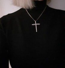 CIONDOLO CROCE ARGENTO 925 CON ZIRCONI, PASSANTE, VERAMENTE UNICA