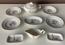 SET ZUPPIERA SALSIERA E 7 PIATTI IN MINIATURA IN CERAMICA VINTAGE