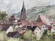 ANTICO ACQUERELLO PAESAGGIO BOCCHE ANNI '20