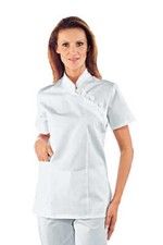 Casacca Estetica Infermiera Sanitario Donna Puro Cotone Oss Bianca Saigon Isacco