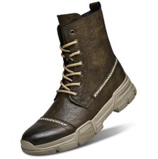 Stivaletti uomo casual stringati sneakers alte stivali cavaliere kaki moto 