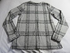 NEXT EASY GOING MODETTE STYLE GREY & BLACK  BIG CHECK STITCH JUMPER UK 10
