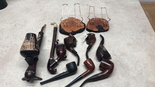 8 pipe in radica  vintage e due portapipe da collezione