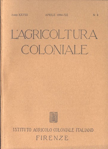 Agricoltura coloniale - l',