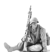 Modellino figurina resina 1/16 kit una mitragliatrice tedesca soldato cannoniere ww2 non verniciato