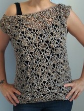 Maglia blusa donna FATTA A MANO all'uncinetto in fettuccia