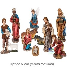 PRESEPE STATUE SET NATIVITA' 11 PZ H 50 CM IN RESINA PERSONAGGI PRESEPIO NATALE
