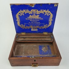 Antica scatola dipinta con cassetto artisti in mogano XIX secolo di Windsor & Newton A/F