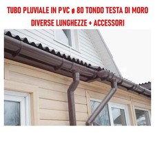 TUBO PLUVIALE PVC DISCESA PER GRONDA ø 80 TESTA DI MORO CON ACCESSORI