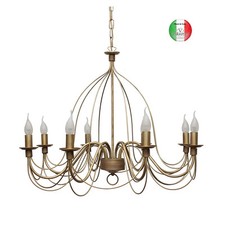 Lampadario a sospensione ferro battuto shabby chic 8 luci Lisette made in italy