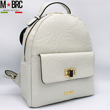 M*BRC Massimo Braccialini Made in Italy zaino in pelle bianca con rose a rilievo