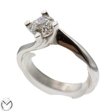 Anello in oro bianco 18 Kt 750 solitario con diamante 0,90 ct -Castell25-