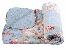 Copriletto Copriletto Trapuntato Patchwork Coperta Casa di Campagna Fiori Copriletto