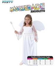 COSTUME CARNEVALE ANGIOLETTO BIANCO GIRL BAMBINA RAGAZZA TAGLIA S/M/L