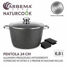 Arbema Pentola 24cm Naturcook Antiaderente con Coperchio e 2 Presine