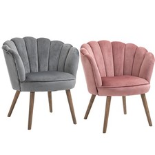 HOMCOM Poltrona in Velluto Imbottita Schienale a Conchiglia 66x72x79cm