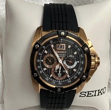 Seiko Velatura Big Date Cronografo 7T04-0AD0 Tachimetro Oro Rosa su Nero