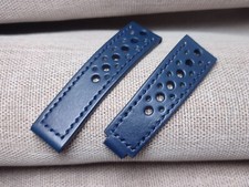 Cinturino- Spezzone 18 mm artigianale Cuoio Blu Fibbia 16 mm Made In Italy