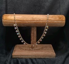 Collana vintage cristallo aurora boreale tono oro retrò anni 40 chiusura a gancio