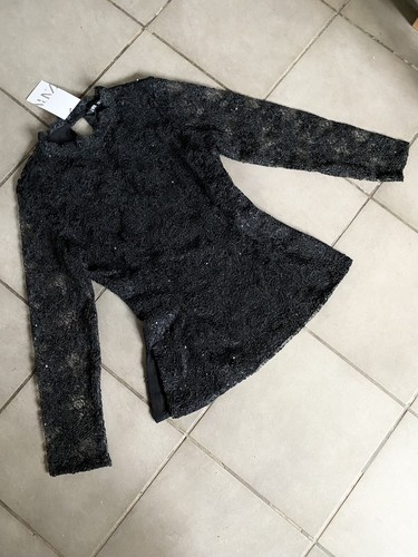 Blusa zara nera - blusa, paillettes