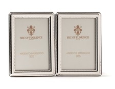 DOPPIA CORNICE PORTAFOTO in ARGENTO MASSICCIO 925 con legno  6x9x2 * 7371 DOPPIA