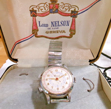 OROLOGIO UOMO vintage Lord Nelson Telemetre Fonteinjectee Swiss Made tono argento funzionante