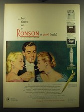 Pubblicità accendisigari Ronson 1950 - Standard, Whirlwind, Adonis, Juno