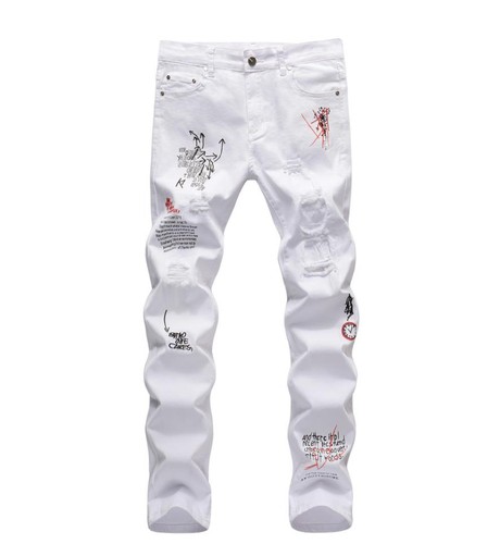 Jeans uomo bianco cotone - , denim