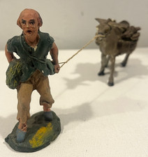 ANTICO DIORAMA / PASTORE per il PRESEPE con ASINO - CHIAPPA CONFALONIERI, MI