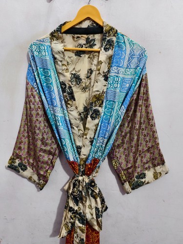 Patchwok sari kimono seta - kimono,
