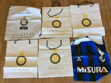 INTER CALCIO 6 SACCHE BORSE UFFICIALI ZAINO E SACCHETTO CARTA CELLOPHANE ANNI 90