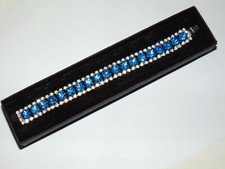 Bracciale tennis con zaffiri blu e trasparenti taglio brillante placc oro bianco