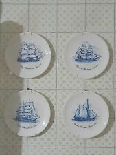 4 piatti porcellana Velieri Navi - anni 80 - GANCI portapiatti INCLUSI