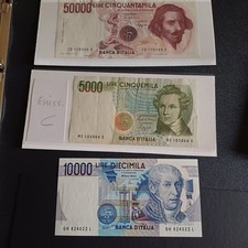 Banconote Repubblica Italiana 50 000 Lire + 10 000 Lire + 5000 Lire Lotto Z35