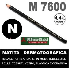 Matita Dermatogr. MITSUBISHI 7600 Nera x Pelle Plastica Metallo Vetro Stoffa Pz1