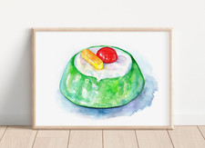 Acquerello cassata siciliana dipinto a mano opera originale