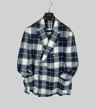 Giacca di lino blu a quadri