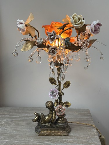 Lampe artisanale putti - ,, fleurs
