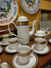 Stupendo servizio caffè completo porcellana bavaria da 12 blu/oro zecchino 29 PZ