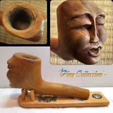 ANTICA PIPA RADICA D’ULIVO CON FACCIA SCOLPITA Old Olive Briar Pipe Carved Face