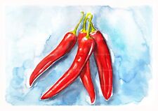 Acquerello peperoncini rossi