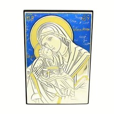 Icona Argento e Legno Maternità Bizantina Leader