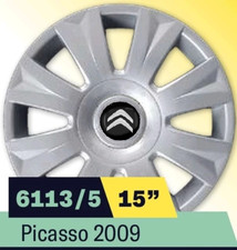 Kit serie 4 copricerchi coppe ruota 15" per Citroen  C4 PICASSO cod 6113/5
