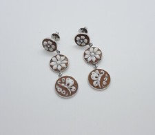 Orecchino Argento Cammeo Primavera Cameos Fiore Earrings Perno Farfalla Donna 
