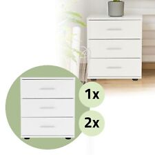 Comodini per camera da letto cassettiera armadietto con 3 cassetti legno bianco