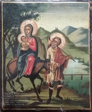 Antica icona russa "Fuga in