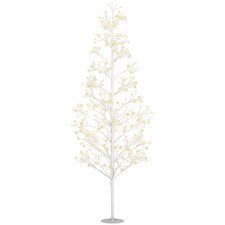 HOMCOM Albero di Natale Artificiale con 384 Luci LED e Rami Pieghevoli Bianco